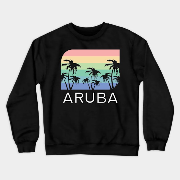 Aruba Island Beach Retro Vintage Vacation Souvenir Flag Crewneck Sweatshirt by Shirtsurf